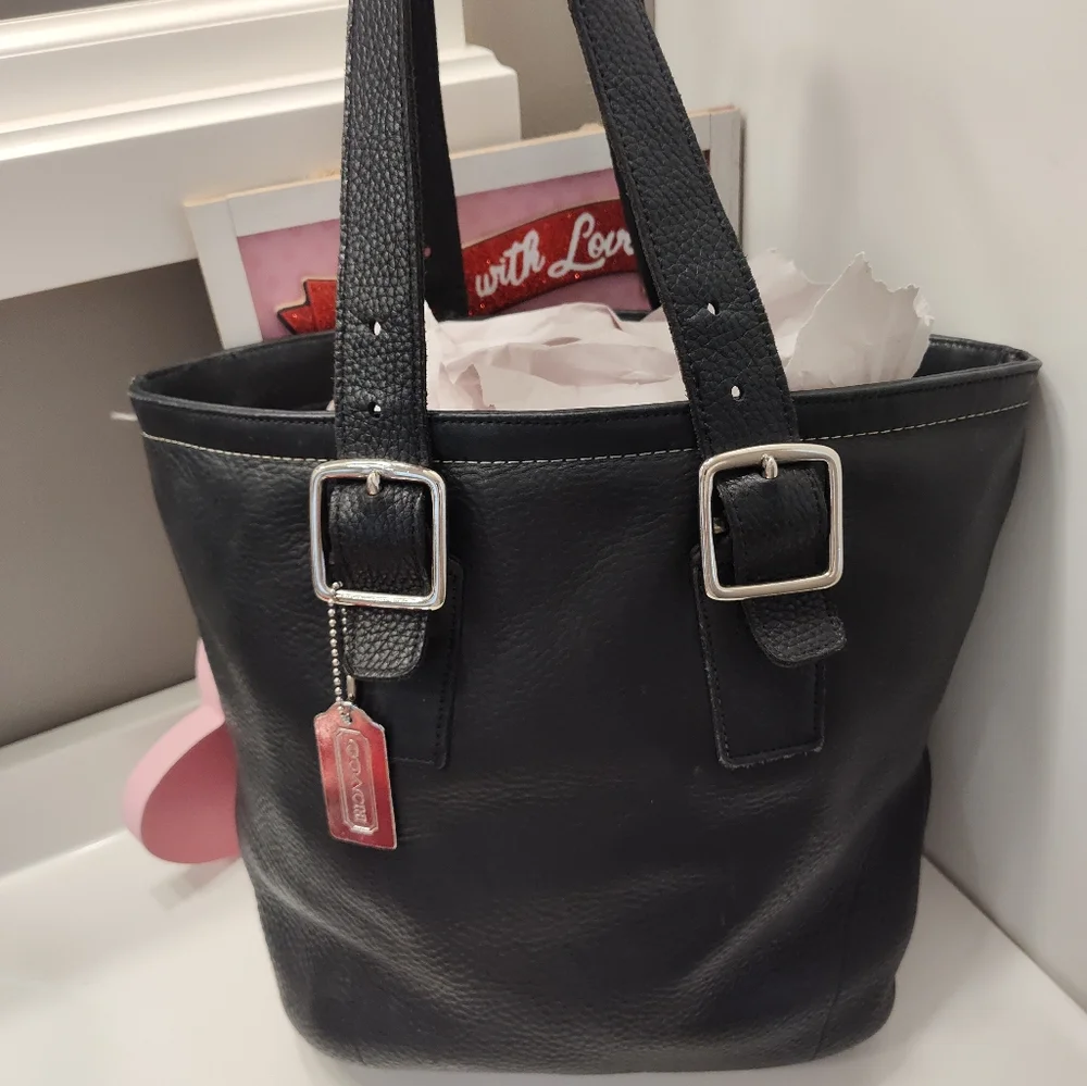 🖤Rare Vintage 90's Coach Hamilton Milbrook Pebbled Leather Shoulder Tote #9600 - Picture 10 of 16